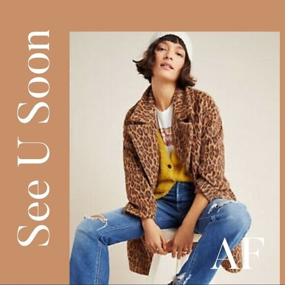 ANTHROPOLOGIE SEE U SOON LEOPARD PRINT FAUX FUR - Picture 2 of 11